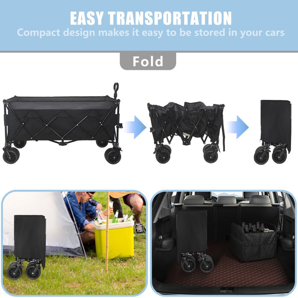 English Elm 51-inch Heavy Duty Folding Utility Wagon with All-terrain Wheels and 480lb Steel Frame W2932P289386