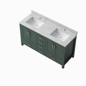 English Elm 60" Double Sink Vanity Solid Wood Cabinet Carrara Marble Top Brown Oak Finish T3785P442238