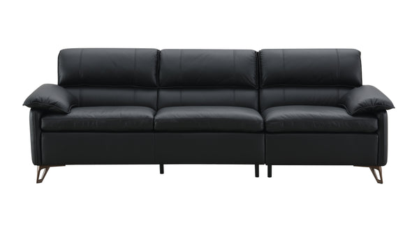 English Elm Eilene Black Top Grain Leather Sofa with Oversized Plush Cushions, Feather-Down Comfort, Durable Legs B2726S00097
