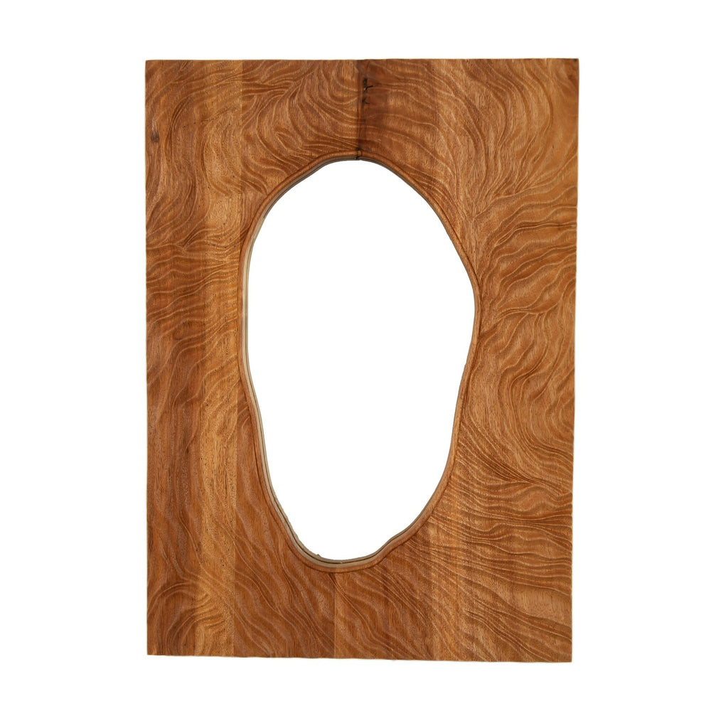 English Elm 20'' Timeline Mirror Rustic Rosewood Wall Mirror with Irregular Edge, Antique Grain, D-Ring Mounting, Versatile Decor W2615P346482