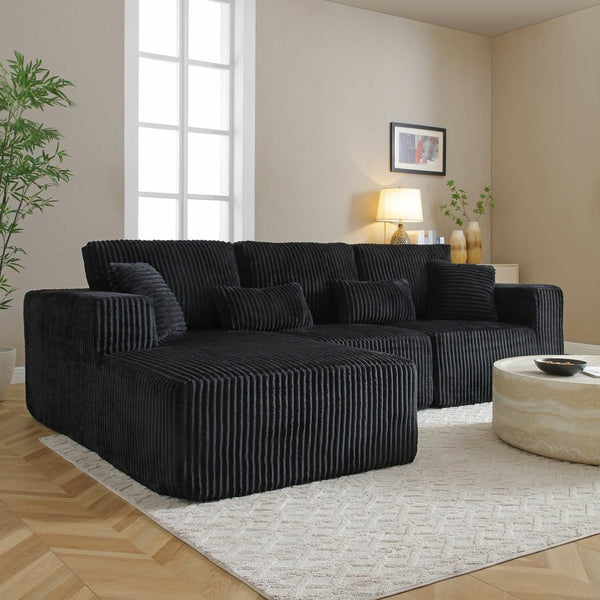 English Elm 109'' Modular L-shape Sectional Corduroy Couch Deep Seat No Assembly Living Room W1117S00310