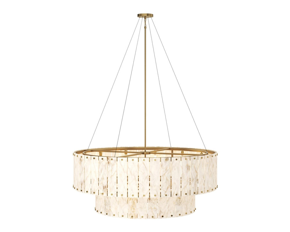 Sunpan APSARA Chandelier - Unique Two-Tier Alabaster Fixture for Grand Spaces, Warm Glow & Elegant Design 112665