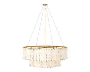 Sunpan APSARA Chandelier - Unique Two-Tier Alabaster Fixture for Grand Spaces, Warm Glow & Elegant Design 112665