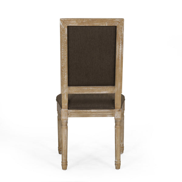 English Elm Christopher Knight Home® - DINING Chair Set of 2 French Country Upholstered Dining Chairs with Fluted Legs and Weathered Finish Brown 71237.00BRNNTL