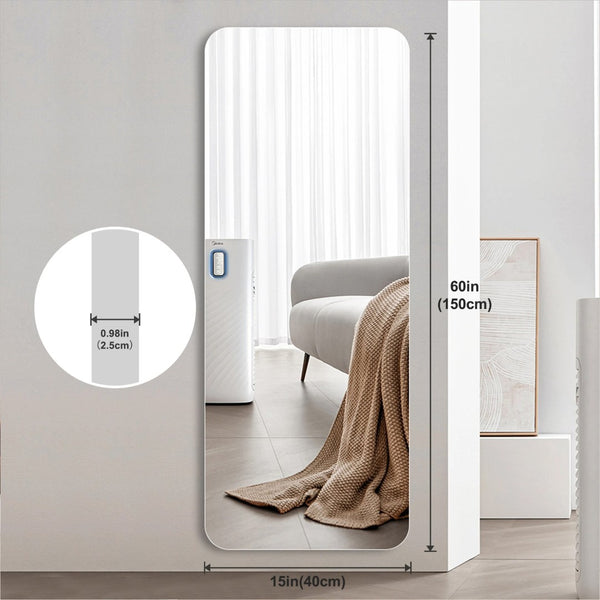 English Elm 60x15inch Full Body Wall Mirror Frameless Aluminum Rounded Corners Bedroom Hallway W2071P197195
