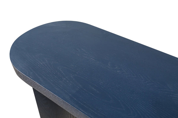 English Elm 60'' Elegant Thick Top Entryway Table with Curved Legs, Oval 60in Surface for Lamps & Decor, Versatile Mounting Decisions Navy Blue W1445P225046