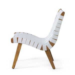 English Elm Outdoor Acacia Hardwood 3 Piece Patio Set with Woven Rope Strap Lounge Chairs 70913.00WHI