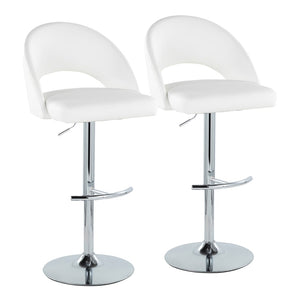 English Elm Adjustable Swivel Barstools Set of 2 Fabric Seat Black Metal Base Kitchen Counter White B202S02012