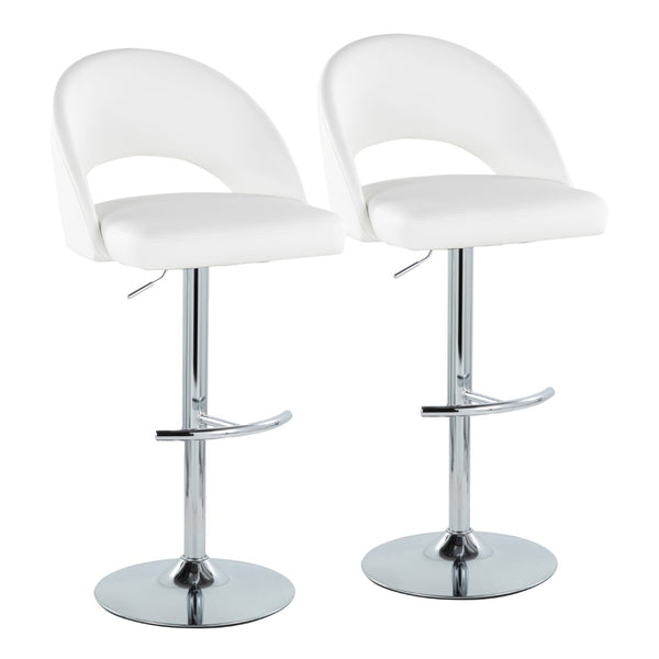English Elm Adjustable Swivel Barstools Set of 2 Fabric Seat Black Metal Base Kitchen Counter White B202S02012