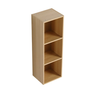 English Elm 12 Inch Wall Mounted Oak Finish Three Tier Shelf for Bathroom Study or Storage Room W1972P457941