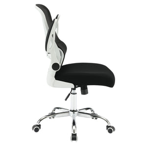 OSP Home Furnishings Mesh Back Ergonomic Office Chair with Lumbar Support Flip up Arms and Foam Seat Cushion White EMW96809C-3