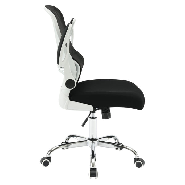 OSP Home Furnishings Mesh Back Ergonomic Office Chair with Lumbar Support Flip up Arms and Foam Seat Cushion White EMW96809C-3