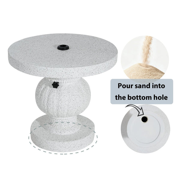 English Elm Berra Mgo Outdoor Umbrella Base Side Table Carved Leaf Marble Patio Accent N775P362775W