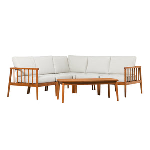 Circa Modern Contemporary Modern Outdoor Spindle Style 6 Piece Sectional - Brown