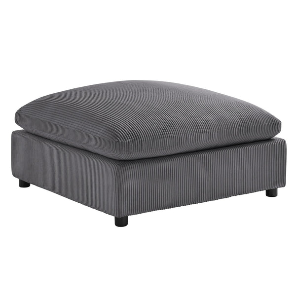 English Elm Chelsea Charcoal Corduroy Ottoman with Removable Washable Covers, Plush Down-Blend Topper, 41" Square B050P404284