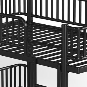 English Elm Twin Over Metal Bunk Bed with Led Lights Usb Ports Drawers and Sofa Conversion Black W5305S00070