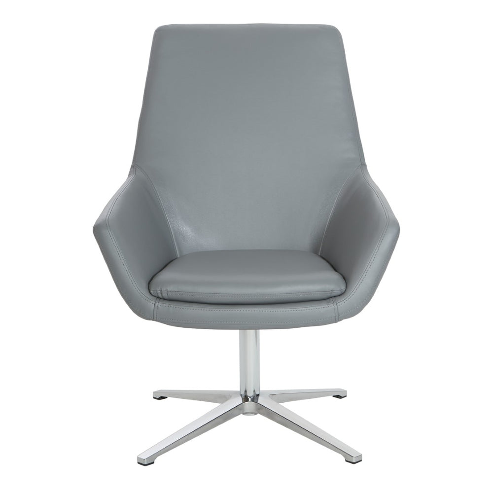 OSP Home Furnishings Modern Scoop Office Chair Faux Leather Ergonomic Swivel Seat with Polished Aluminum Base FL80228AL-U42