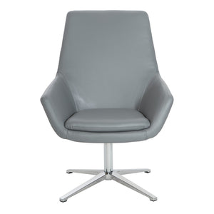 OSP Home Furnishings Modern Scoop Office Chair Faux Leather Ergonomic Swivel Seat with Polished Aluminum Base FL80228AL-U42