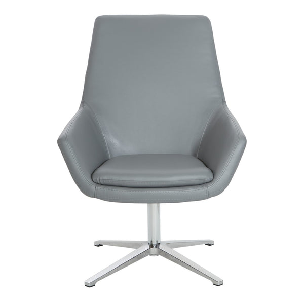 OSP Home Furnishings Modern Scoop Office Chair Faux Leather Ergonomic Swivel Seat with Polished Aluminum Base FL80228AL-U42