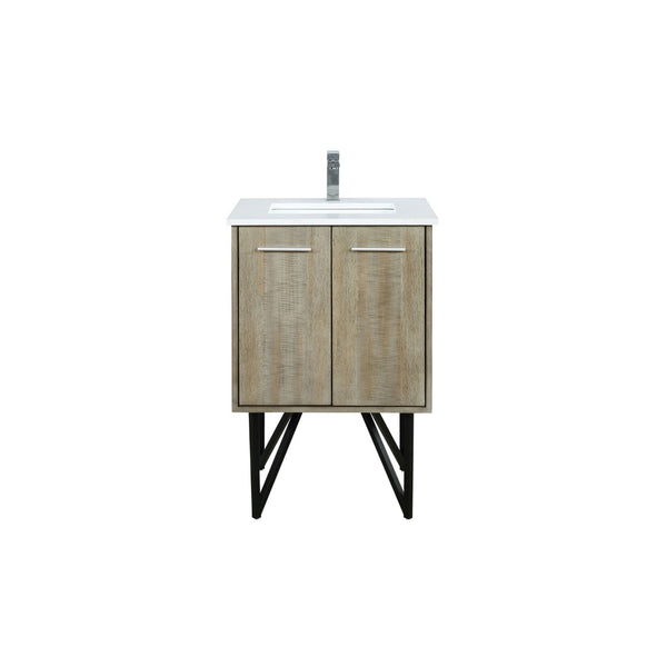 English Elm Rustic Acacia Bath Vanity 24" W X 20" D, Durable Cultured Marble Top & Chrome Faucet Included B2731P259659-GIGA