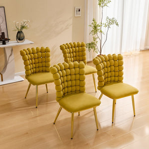 English Elm Ergonomic Velvet Accent Chair Tufted Bubble Weave Gold Legs Glam Seating W3875P446138