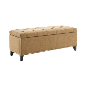 English Elm 47.5" Linen Tufted Storage Bench with Nailhead Trim and Hydraulic Hinge for Entryway W2671P450822