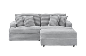 English Elm 82-Inch Gray Corduroy Sofa With Storage Feet & 4 Pillows - Stylish Comfort For Living Room & Office! W1658S00107