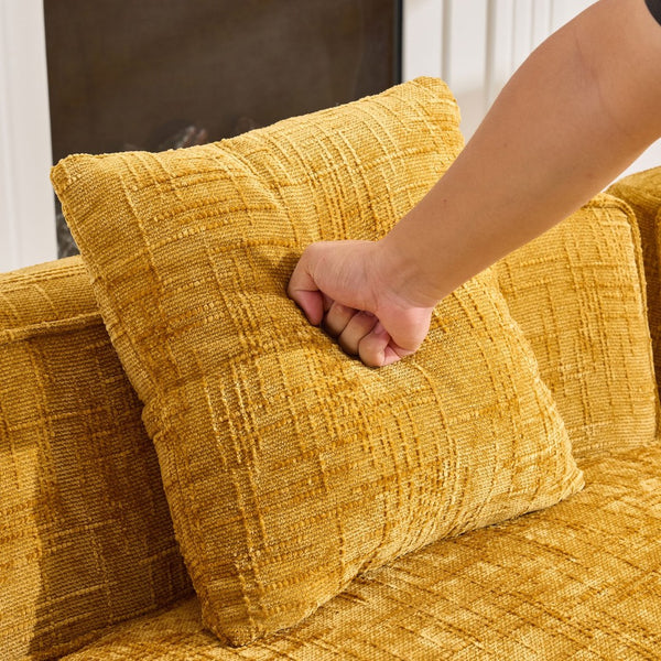 English Elm Yellow Curved Compressed Sofa - Nordic Design, Soft Upholstery, Versatile Comfort For Any Space W3612S00011-GIGA