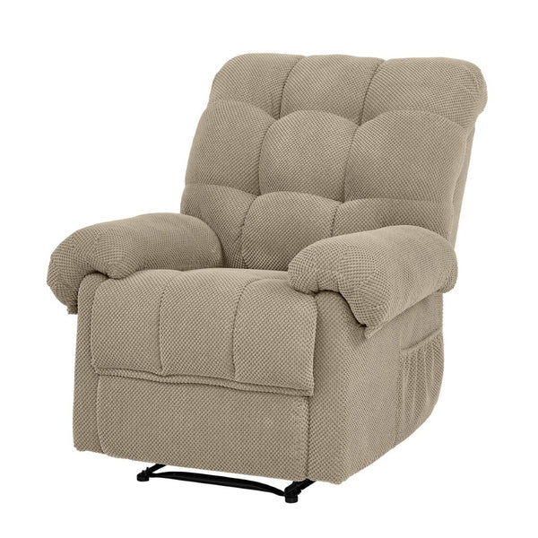 English Elm Camel Overstuffed Manual Recliner with High Density Padding for Modern Living Rooms Camel W5568P449829