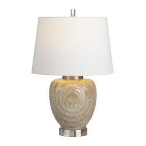 Crestview Collection 28.25"H Cream Ceramic Table Lamp With Intricate Ripple Patterns, Modern Steel Base & 3-way Socket   Cvap3279