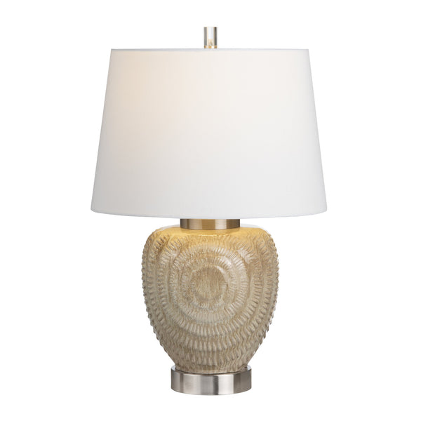 Crestview Collection 28.25"H Cream Ceramic Table Lamp With Intricate Ripple Patterns, Modern Steel Base & 3-way Socket   Cvap3279