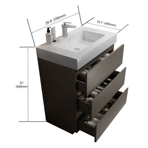 English Elm Alice 30" Gray Bathroom Vanity With Sleek White Sink, Enhanced Storage, Eco-Friendly Design & Pre-Assembled W1865S00014