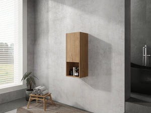 English Elm 12" Bathroom Side Cabinet with Soft-Close Hinges, Wall-Mounted Floating Oak Finish, Space-Saving Storage W999P283315