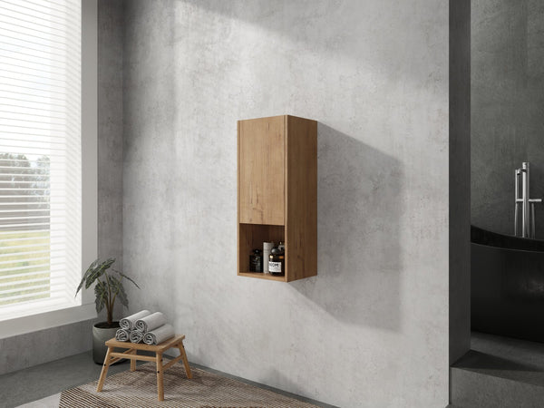 English Elm 12" Bathroom Side Cabinet with Soft-Close Hinges, Wall-Mounted Floating Oak Finish, Space-Saving Storage W999P283315