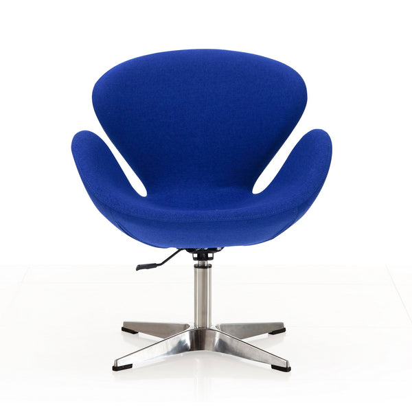 English Elm Raspberry Upholstered Swivel Lounge Chair with Adjustable Height, Polished Chrome Base & Plush Seat Blue B365P397963