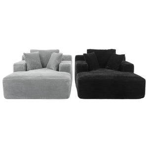 English Elm Full- Corduroy Chaise Lounge Sofa Bed 48.8" Deep Seating Modern Sleeper with Plush Pillows Black N719P288545B