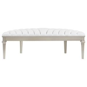 English Elm Colwood Channel Tufted Ivory Curved Bench with Tapered Legs for Bedroom Entryway B062P441145