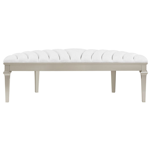 English Elm Colwood Channel Tufted Ivory Curved Bench with Tapered Legs for Bedroom Entryway B062P441145