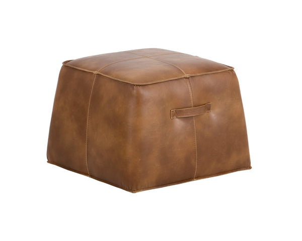 Sunpan ASPEN Ottoman - Vintage Tobacco Tan Faux Leather with Grey Accents for Stylish Living Spaces 102832V