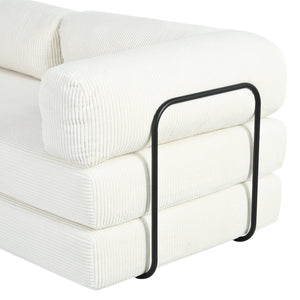 English Elm U_Style L-Shaped Modular Sofa Bed Corduroy with Iron Back Support, No Assembly, Plush Comfort Beige WY000448AAA