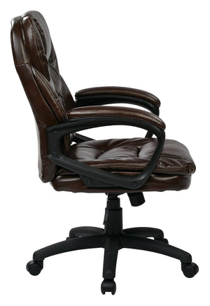 OSP Home Furnishings Faux Leather Executive Office Chair with Lumbar Support and Ergonomic Tilt Control Chocolate FL660-U2