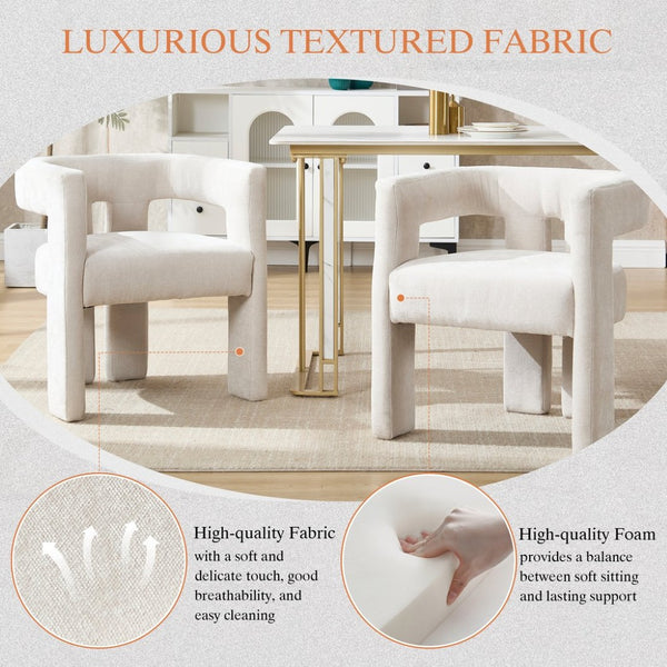 English Elm United We Win Chenille Barrel Accent Armchairs Set of Two for Living Room Dining Beige W1568P389268