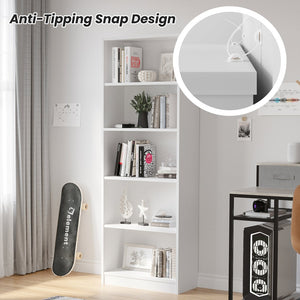 English Elm Bookcase Durable 3-Shelf Wood Freestanding Bookcase with Adjustable Shelves for Home Office Storage White T3623P381109