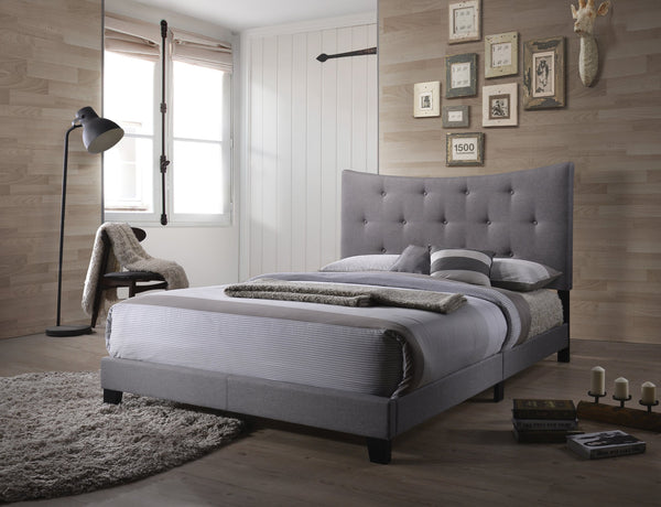 English Elm Grey Queen Bed Tufted Headboard Panel Frame with Sturdy Slat Support, Box Spring Ready, Durable Elegance B062P215515