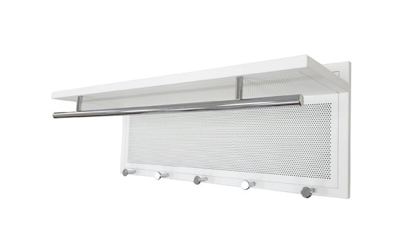 English Elm Esyspot Wall Mounted Coat Hook with Shelf | Space-Saving Organizer for Entryway, Mudroom, Laundry Room 93 White B091P240954