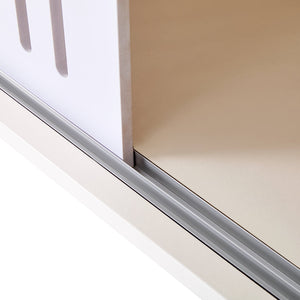 English Elm Modern Cream White TV Stand with Hidden Cat Litter Enclosure, Removable Sliding Door & Storage Elegance N843P254844C