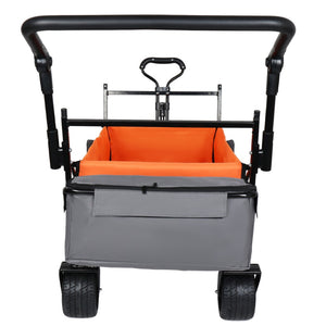 English Elm With Canopy and Steel Frame Collapsible Wagon All-terrain Heavy Duty Outdoor Cart W2932P326776