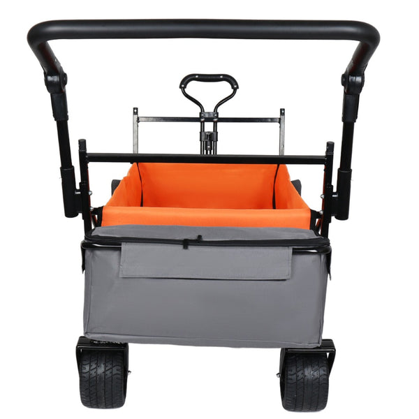 English Elm With Canopy and Steel Frame Collapsible Wagon All-terrain Heavy Duty Outdoor Cart W2932P326776