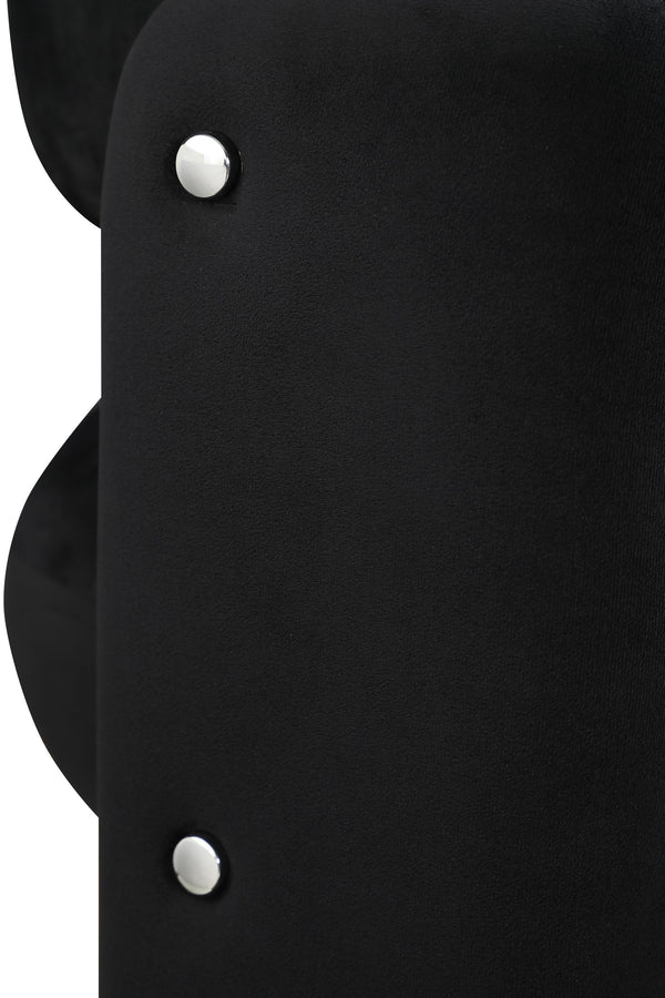 English Elm Accent Chair with Hollow Backrest for Ergonomic Support, Solid Wood Frame, Stylish Fabric Upholstery Black W1420P194054