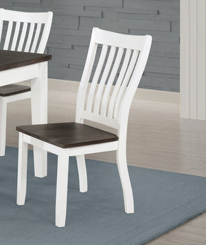 English Elm Set Of 2 Wooden Dining Chairs, Distressed White and Espresso